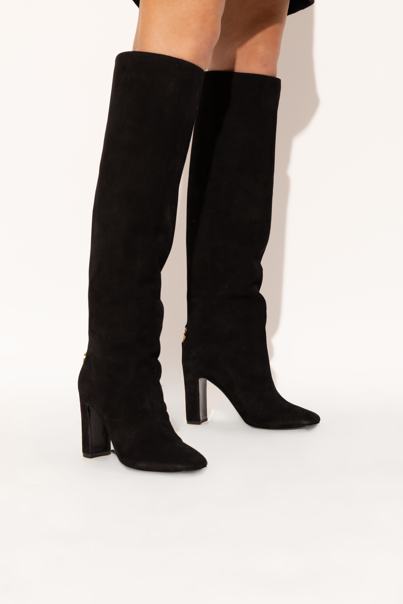 Dolce & Gabbana Black Suede Leather Knee High Boots Shoes main image 0